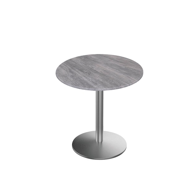 30 Tall OD214 St Steel Table Base w22 Dia foot and 32 Dia Greystone Top, IndoorOutdoor